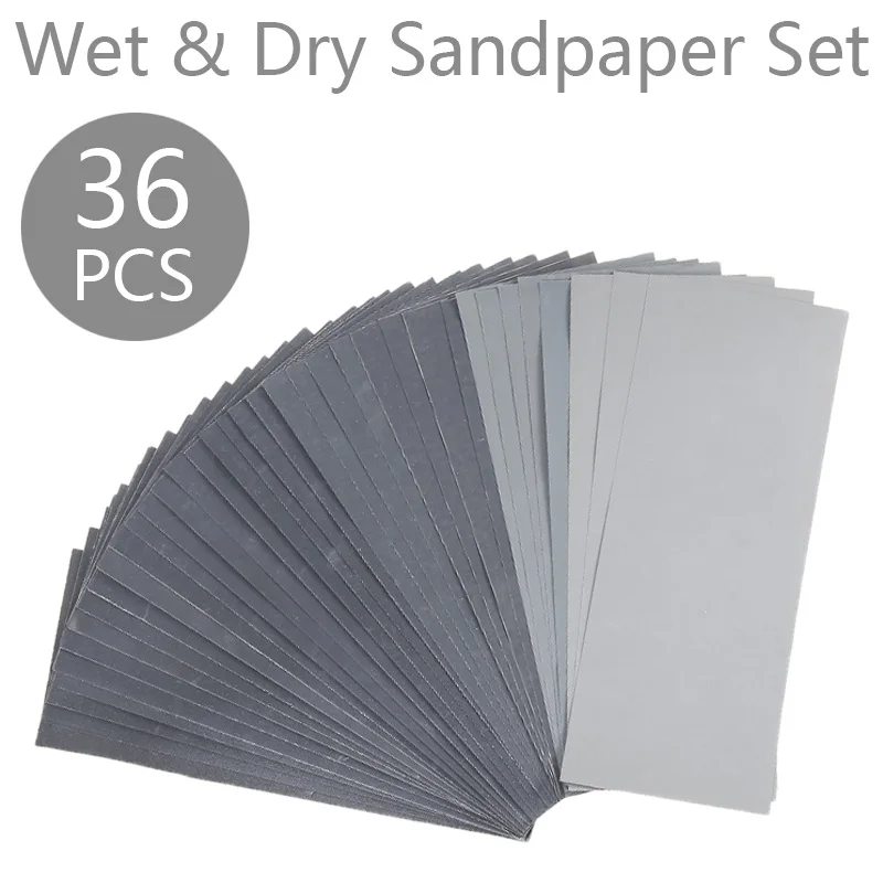 36pcs Sandpaper Grade Wet & Dry Paper 400/600/800/1000/1200/1500/2000 ...