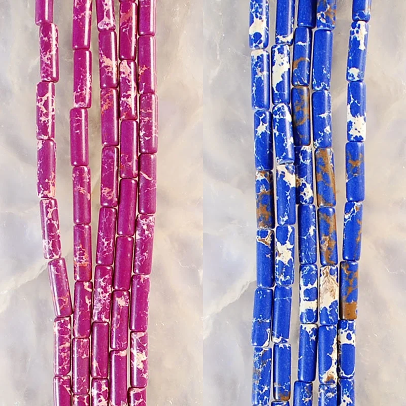 30Pcs 4x13mm Assorted Natural Column Shape Sea Sediment Jasper Loose Stone Beads For Jewelry Necklace Bracelet DIY