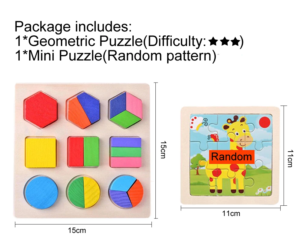 Деревянные геометрические формы сортировка Математическая головоломка Монтессори дошкольного обучения обучающая игра для малышей игрушки для детей GYH - Цвет: 3DengFen 1MiniPuzzle