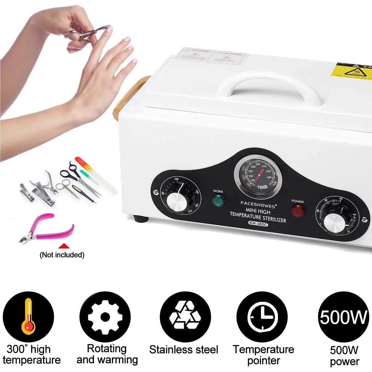 

500W High temperature steam sterilization Box Nail Art Salon Sterilizing Tool Manicure Nail Tool Dry Heat Sterilizer 220/240V