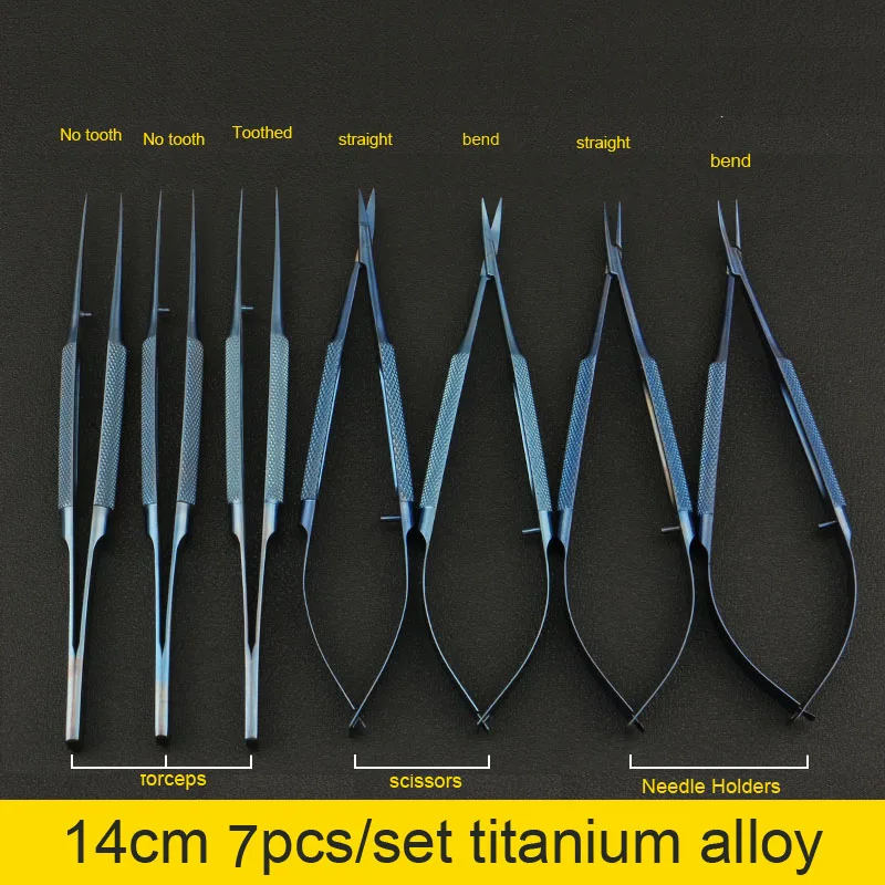 4pcs set 14cm Titanium microsurgical instruments microsurgery instruments Kit scissors needle holder forceps 1 4pcs set 14cm Titanium microsurgical instruments microsurgery instruments Kit scissors needle holder forceps 5