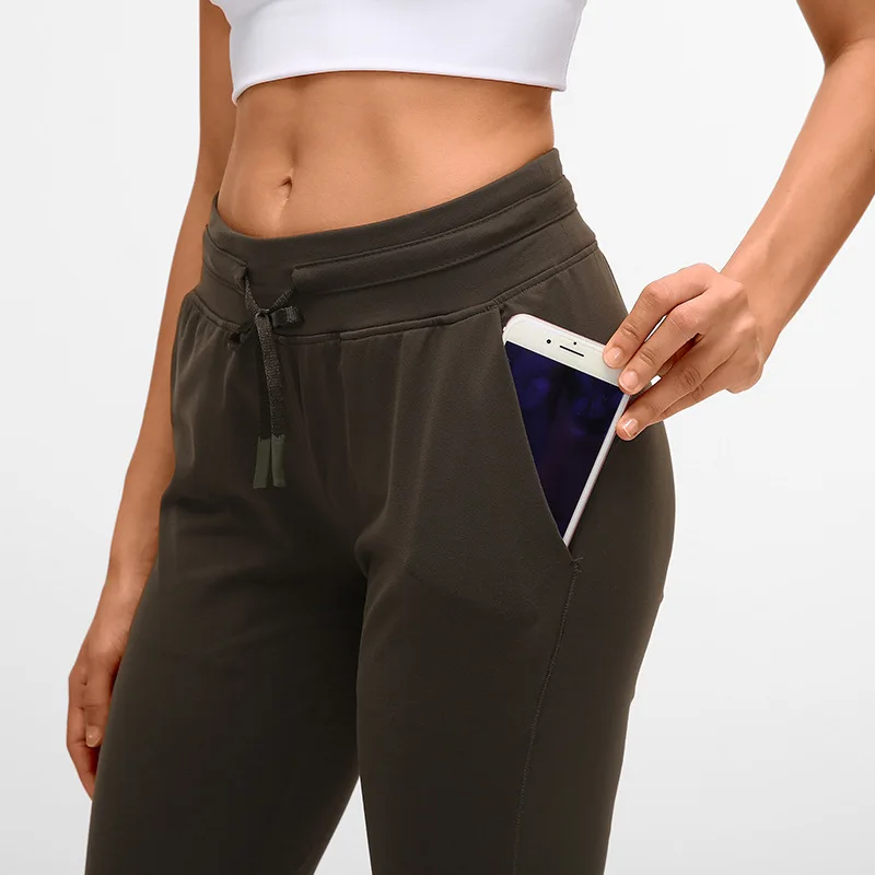 Супер удобные на ощупь спортивные штаны для тренировок из ткани, женские спортивные штаны с завязками на талии, спортивные штаны для бега, 2 боковых кармана