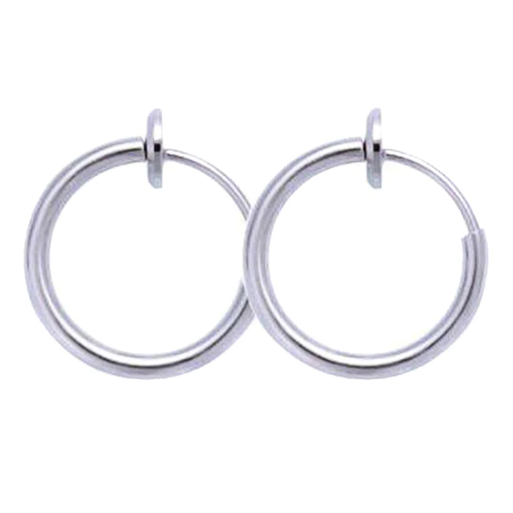 Silver 20mm Выдвижные серьги, не требующие пирсинга, для мужчин и женщин, классические серьги-кольца в стиле хип-хоп, AIC88 - Окраска металла: Silver 20mm