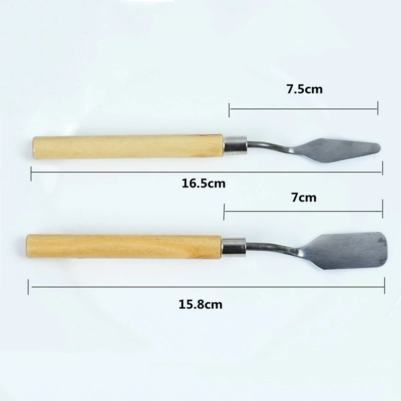 2 шт Профессиональный шпатель из нержавеющей стали для рисования, плоский скребок для палитры, шпатель для смешивание масла, цветной инструмент для рисования