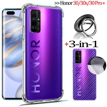 

3-IN-1 TPU Case+Back Film for Honor 30 S Soft Silicone Phone Cases Honor30S Honor 30 Pro+ Case Cover Honor-30Pro Plus Huawei 30S