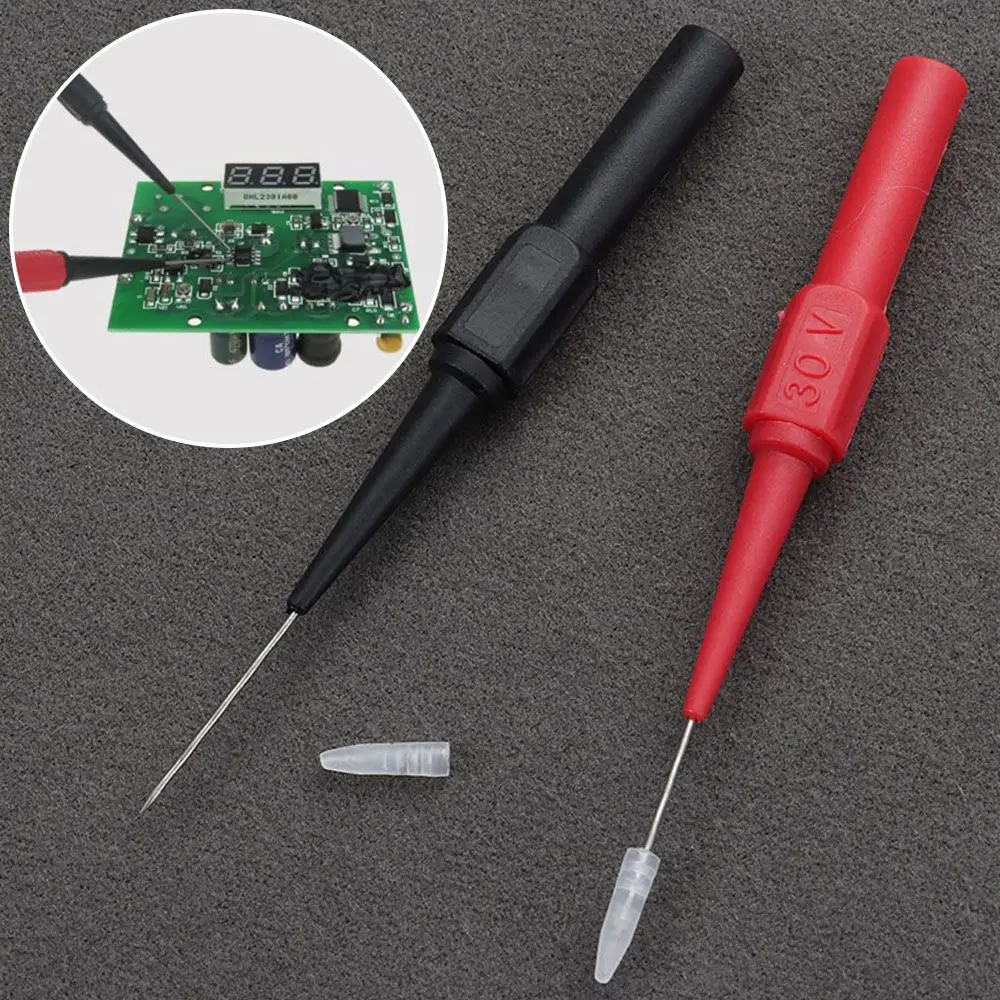 

1PC 79mm Vehicle Test Puncture Lead Line Probe 0.7mm Needle Jack For Multimeter Tool Black Red Car Maintenance Test Accessories