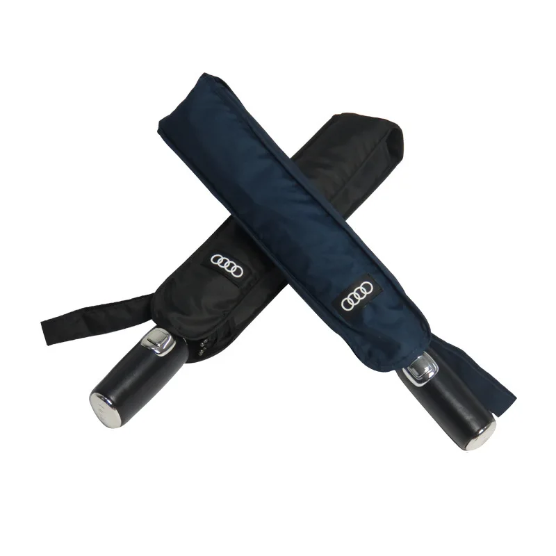

Leather Handle Fully Automatic Three Folding Car Umbrella Man Coupe Fold Umbrella Automobile Mark Audia6 Advertisement Umbrella