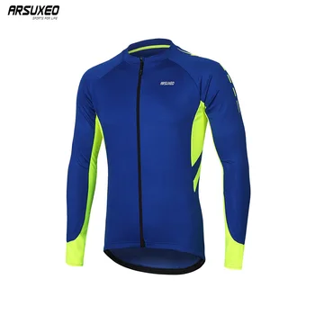 

ARSUXEO Men's Cycling jersey Long Sleeve Sportswear Bike Shirts Full Zipper MTB Top Mountain Jerseys Clothing Wear Dry fit 6030