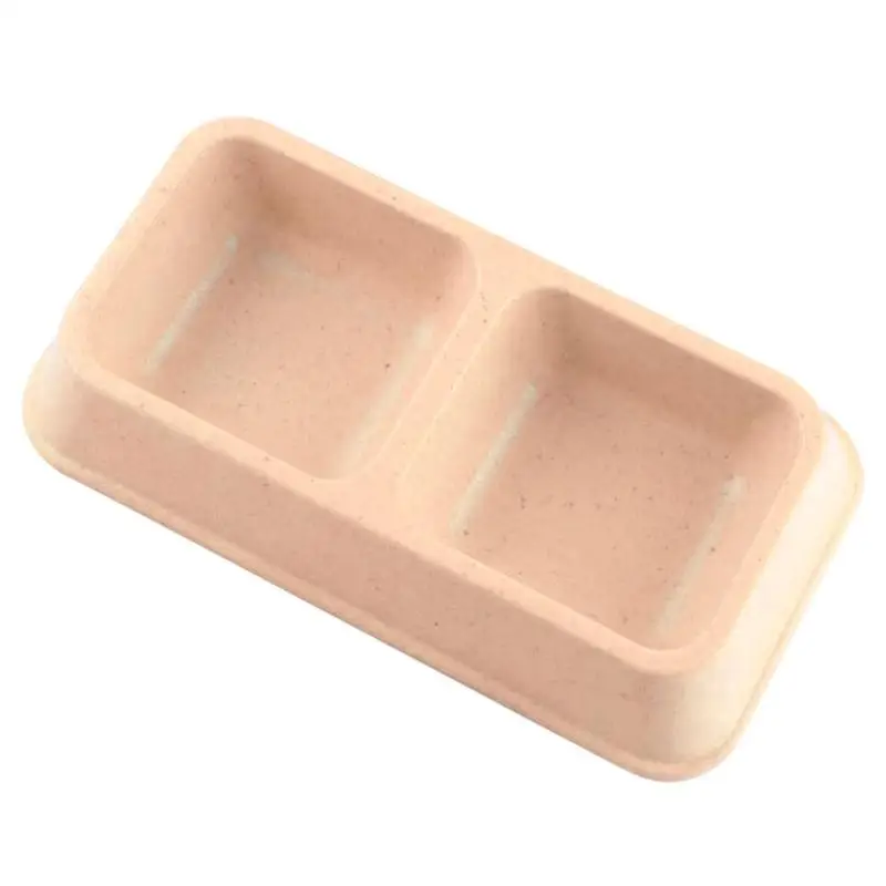 Beige Бамбуковое волокно для домашней собаки, двойные миски, Экологичная питательная вода для щенков, миска для еды, зеленый/бежевый/оранжевый 25,5x13,5x5 см - Цвет: Beige