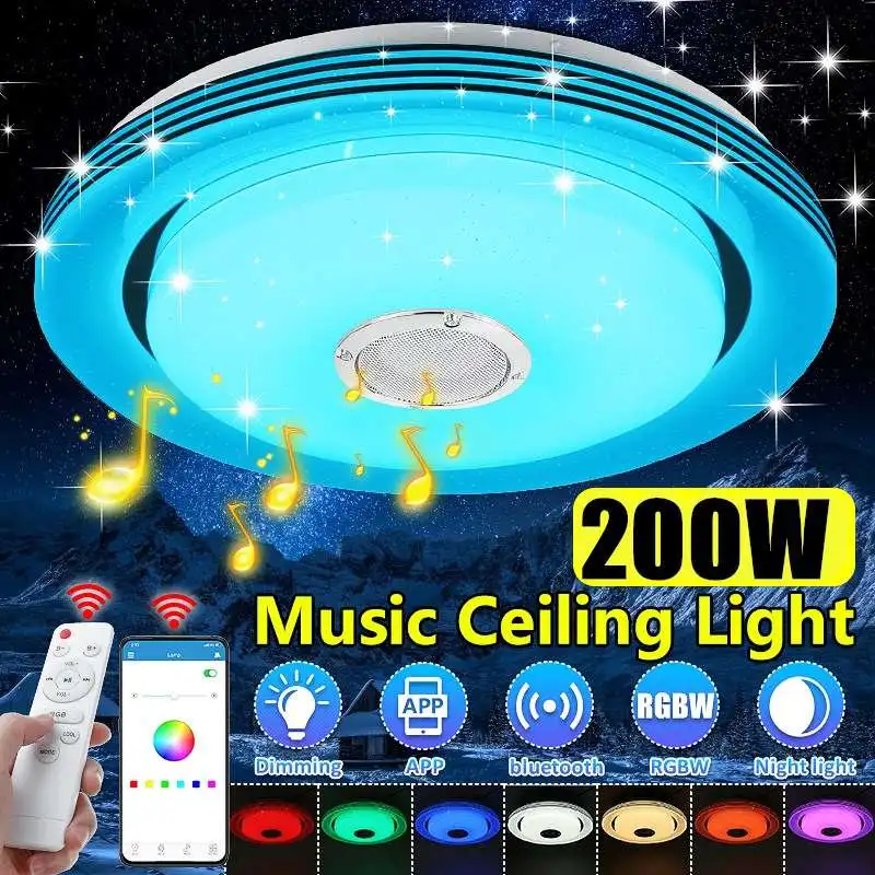 200W Music Led Ceiling Light RGB Flush Mount Round Home Lighting APP bluetooth Speaker Smart Ceiling Lamp with Remote Control