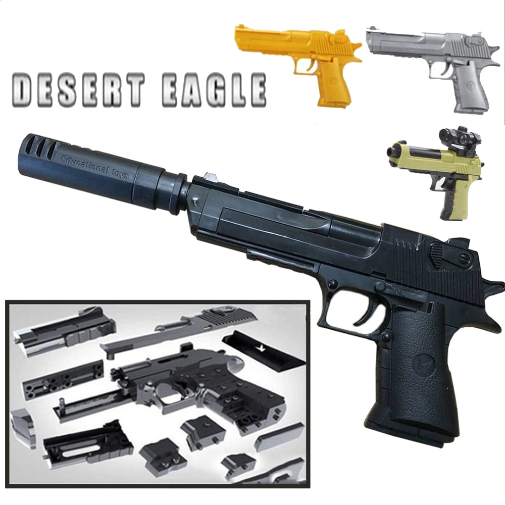 DIY Building Blocks Gun Toys Weapon Pistol Desert Eagle Mini Plastic Assembly Toy Model Kits Can Fire Bullets for Kids Gifts 6 DIY Building Blocks Gun Toys Weapon Pistol Desert Eagle Mini Plastic Assembly Toy Model Kits Can Fire Bullets for Kids Gifts 6