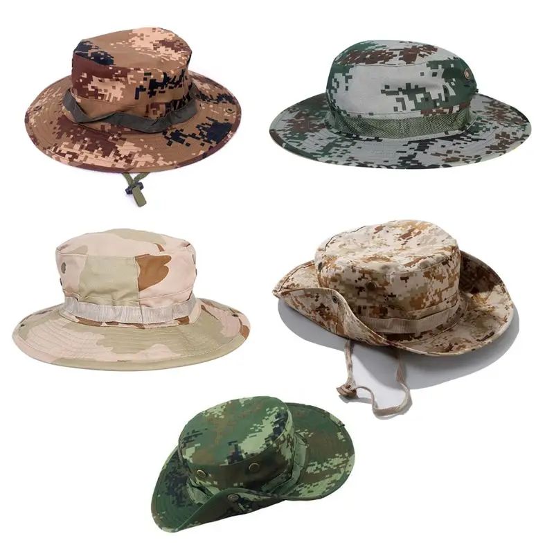 Men Women UV Protection Tactical Bonnie Fishing Hat Camouflage Quick Dry Breathable Wide Brim Summer Outdoor Military Bucket Cap