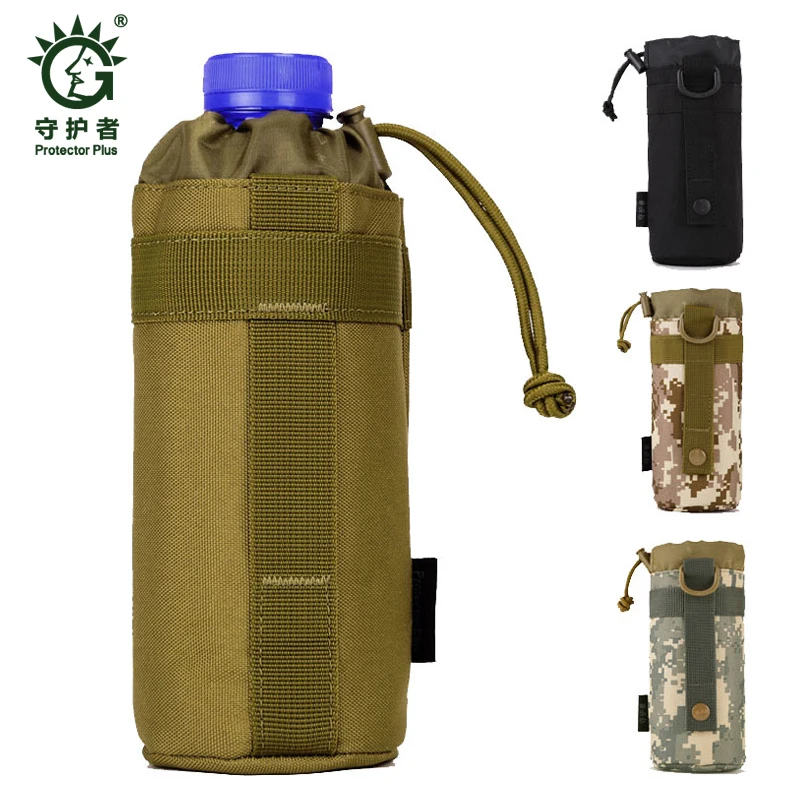 

Protector Plus 550ml Water Bottle Pouch, Tactical Molle Kettle Pouch Pocket, Water Bottle Holder Army Gear Bag 4 Colors