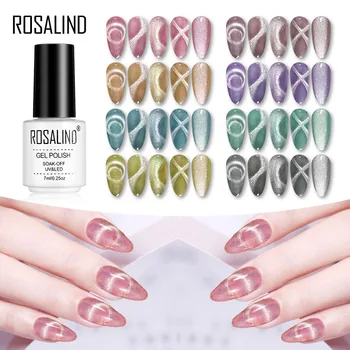 

ROSALIND Glitter 9D Cat Eye Gel Polish Base Of Nails Art Crystal Magnetic Set For Manicure Nail Gel UV Hybrid Varnish Kit
