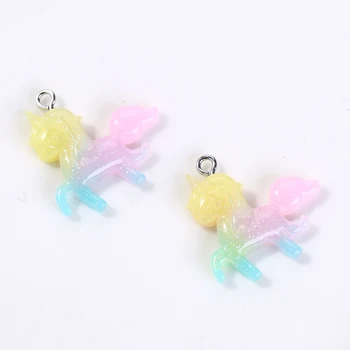 

20pcs 26*25mm resin unicorn necklace charms very cute keychain pendant necklace pendant for DIY decoration