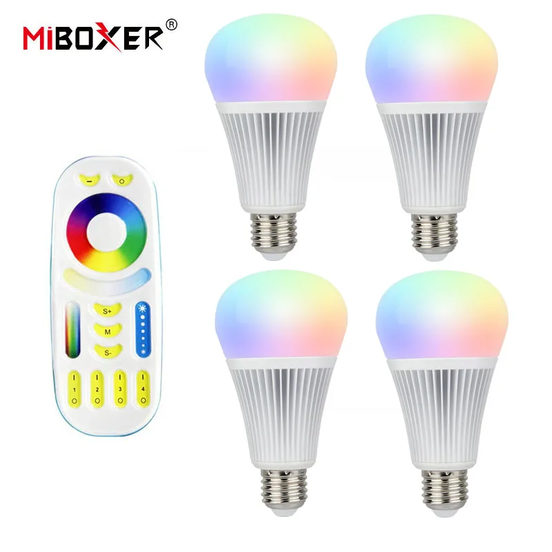 

Miboxer 9w 12W RGB+CCT color changing E27 led bulb CCT 2700-6500K WiFi Compatible 4-Zone Remote