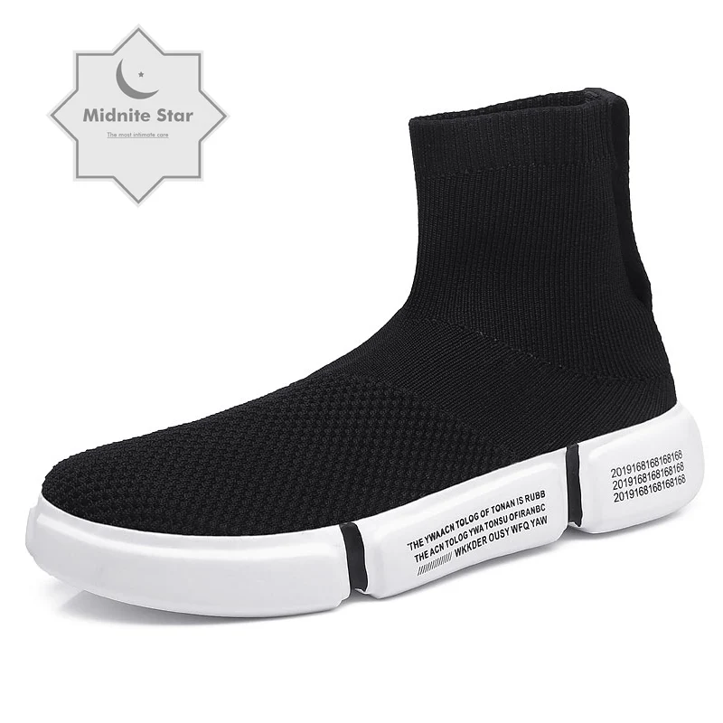 

High Sole Sock Harajuku Comfortable Top Platform Booties Trainer Thick Soled Ankle Boots Sneakers Black Men Slip On Casual Shoes