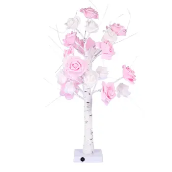 

Rose Tree Desk Lamp Touch Switch Pink White Flower Light for Party Home Decor Q84D for LED