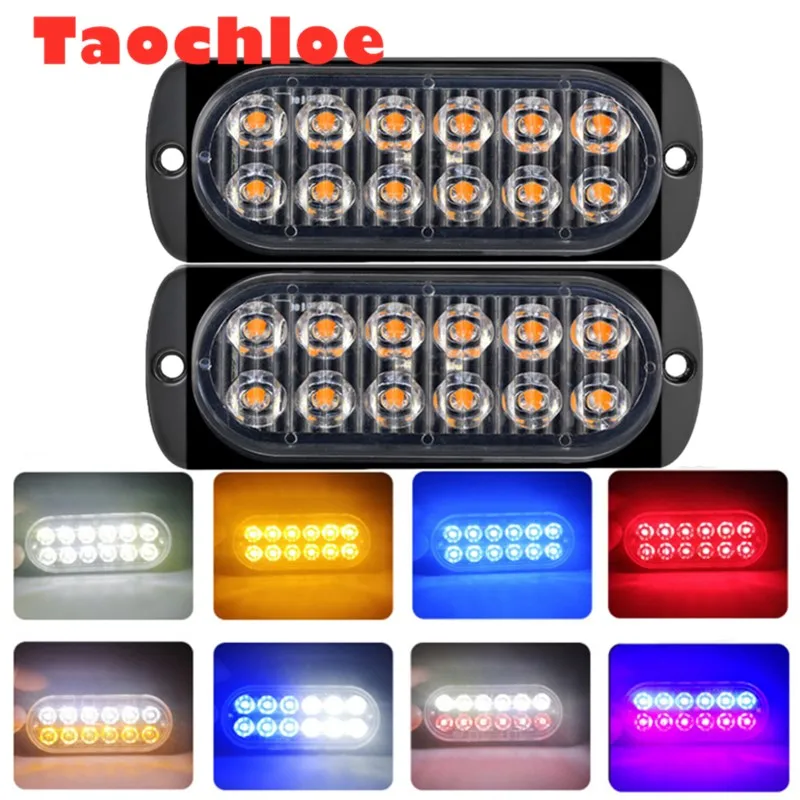 2X 12V-24V Camion Stroboscopi Auto Polizia Lampeggiatore Lampada Moto Luce Stroboscopica Led Torcia Auto Luci Lampeggianti Rosso Blu Ambra