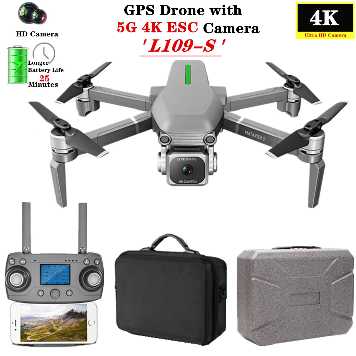 Радиоуправляемый Дрон 4K L109-S GPS Профессиональный Квадрокоптер 5G WiFi FPV HD ESC камера