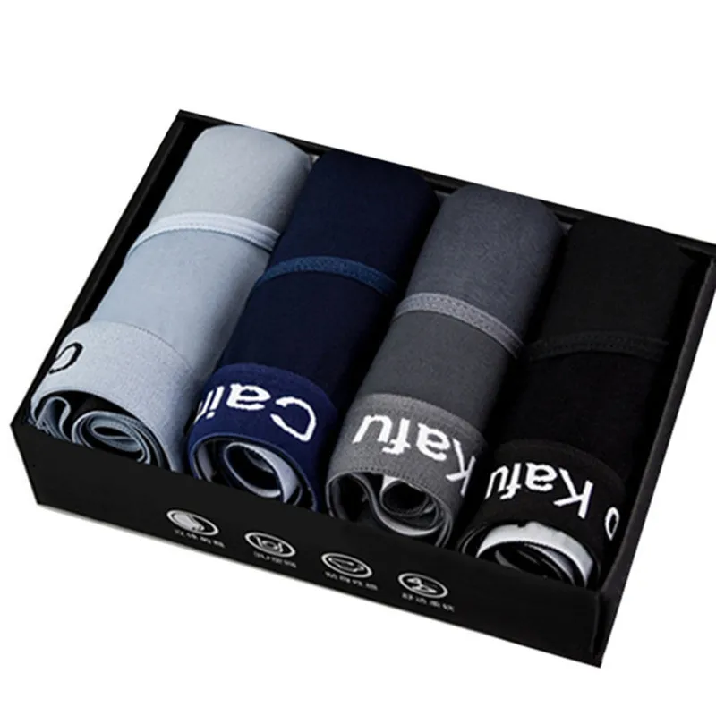 4 шт./лот мужские боксеры мужское нижнее белье Новое поступление Однотонные трусы