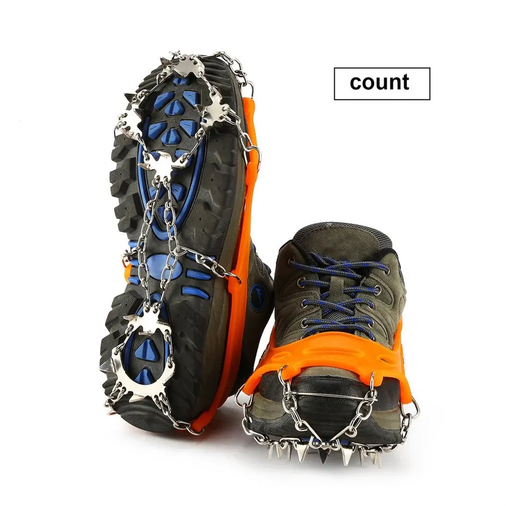 18 зубьев Нескользящие снег, лед, шипы обувь цепи шипы для зимнего активного отдыха Пешие прогулки Альпинизм легко носить высокопрочный