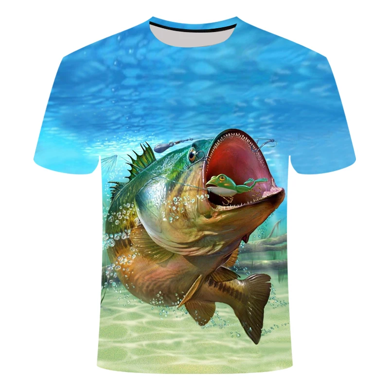 Летняя Новинка, Мужская футболка с 3D крутым принтом для рыбалки, мужские короткие топы с воротником 0, повседневная мужская футболка для рыбалки - Цвет: TX292
