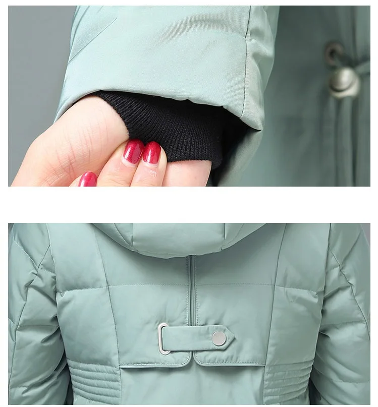 Модный Зимний пуховик для мамы среднего возраста, тонкое пальто с капюшоном из лисьего меха, теплое толстое длинное пальто, большие размеры, Женская парка 5XL