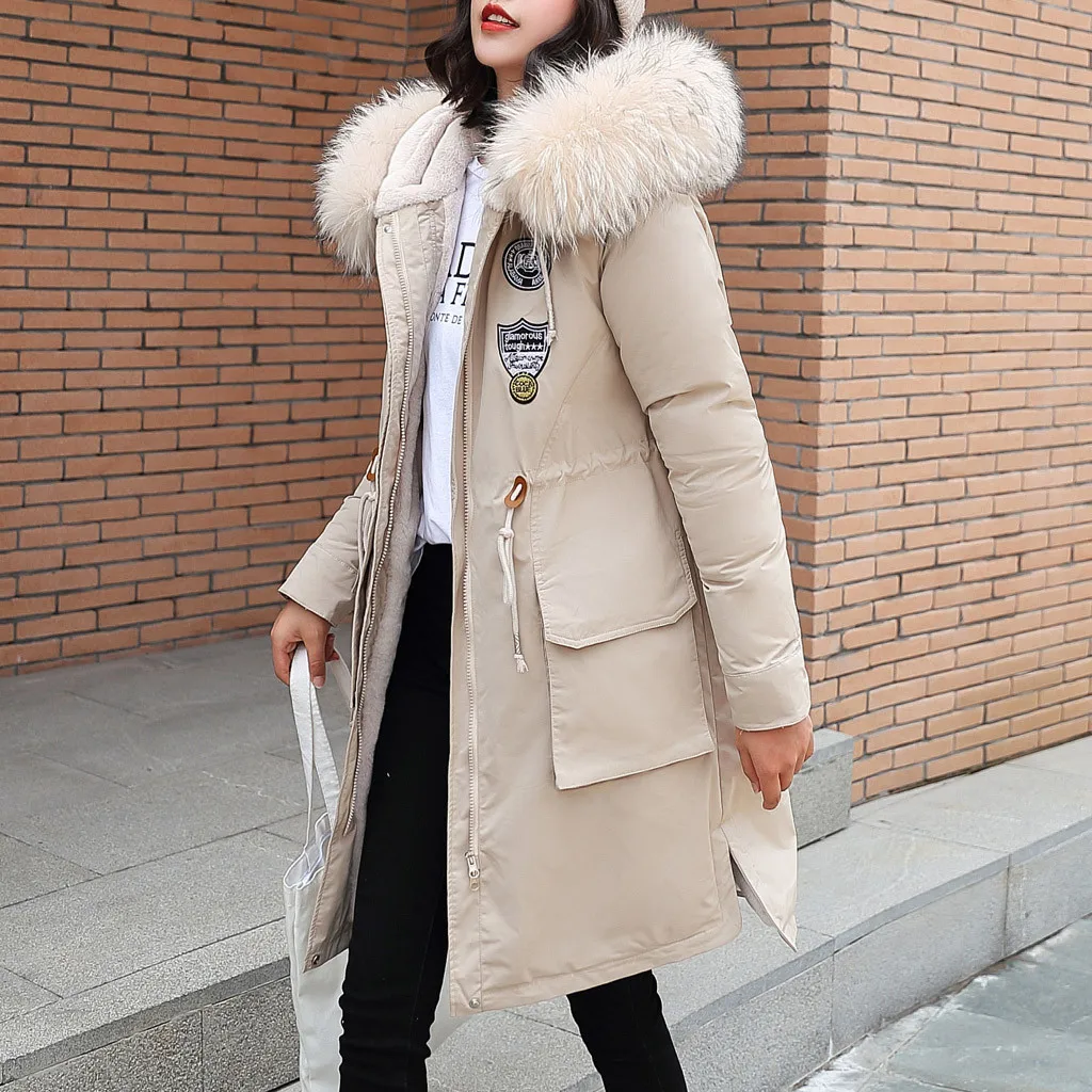 Зимняя распродажа 2019 длинное пальто женская модная хлопковая пуховая куртка с