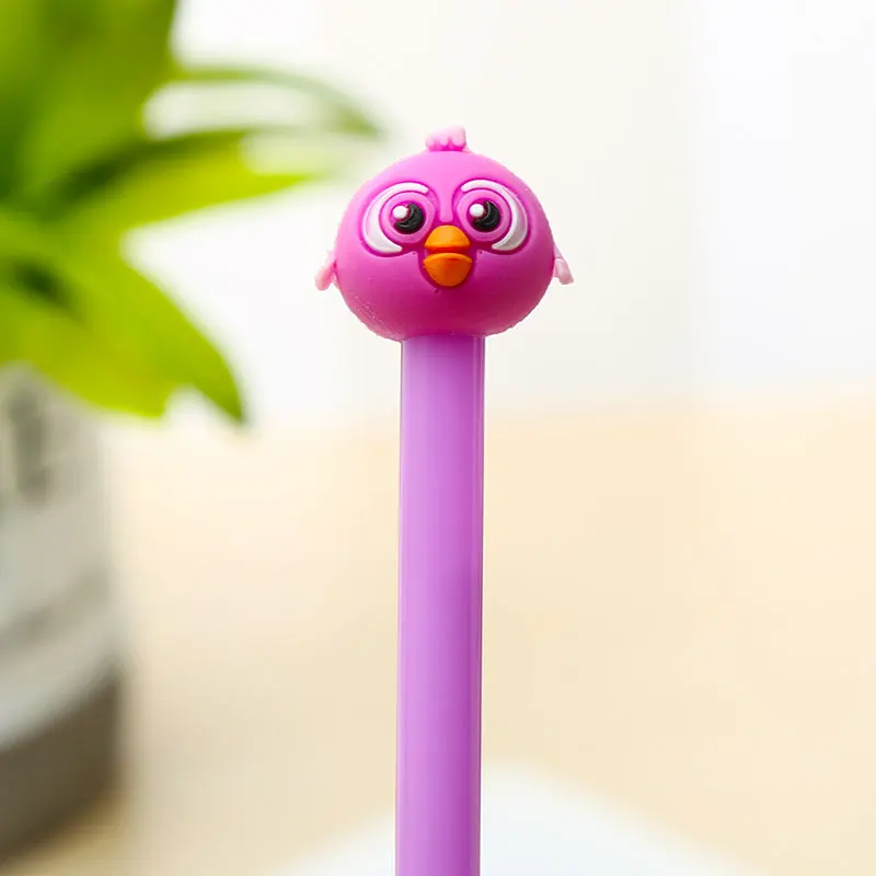 Креативные гелевые ручки Kawaii с милыми птицами, Мультяшные животные, синие чернила, школьные канцелярские принадлежности, новинка Kawai, забавные, стационарные, 0,5 мм - Цвет: purple