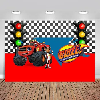

Child Photography Background Vinyl Blaze Monsters Machine Truck Car Race Traffic Light Backdrop Decor Backdrop Photo Studio