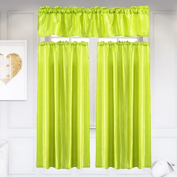 

3Pcs/Set Pure Color Kitchen Home Curtain with Swag Tier Window Curtain Set Modern Window Curtain For Living Room Bedroom JY