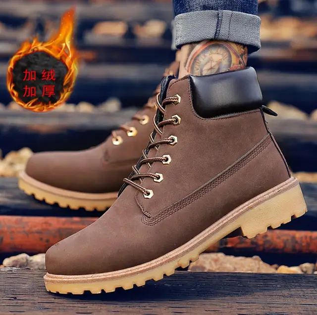 koovan men boots 2021 new Martin boots PU leather men's shoes high top more leisure autumn boots wholesale brown warm