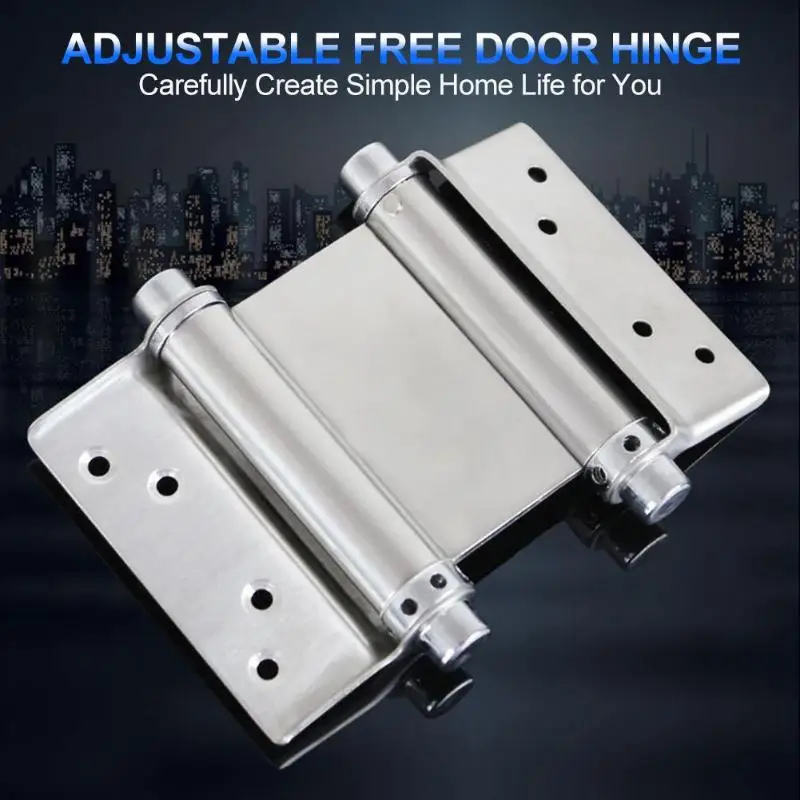 2pcs Household Double Open Spring Hinge Automatic Closure Stainless Steel Two Way Free Door Hinge Cowboy Door Fence Dedicated