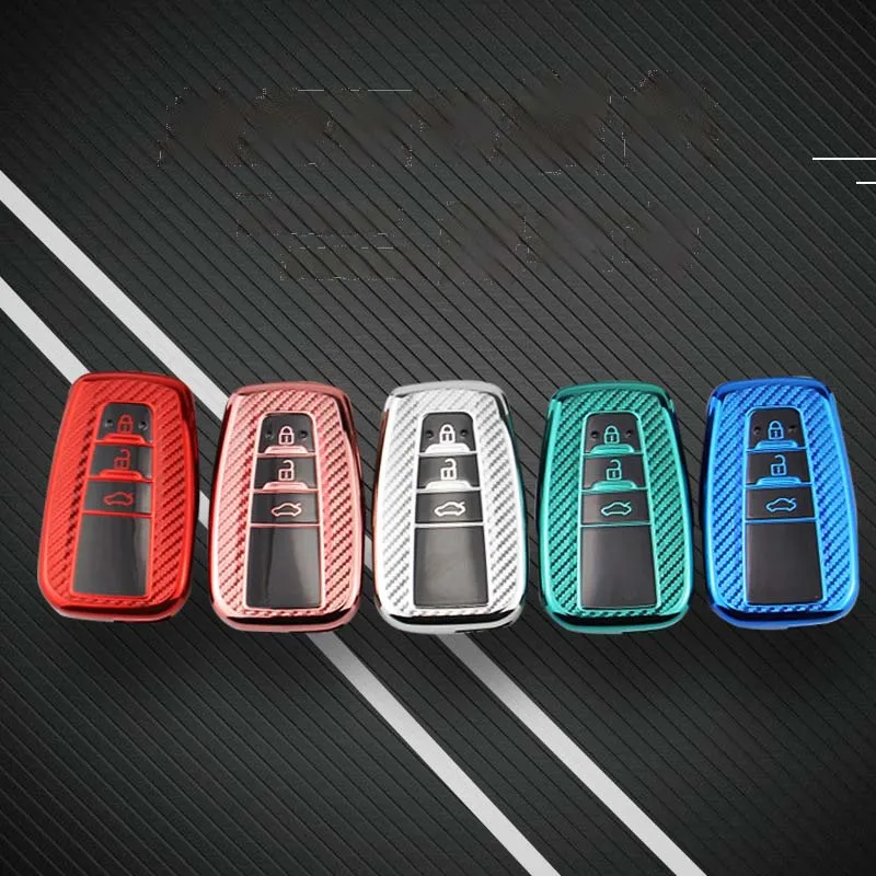 Supporto della cassa della copertura chiave a distanza dell'automobile di TPU della fibra del carbonio per Toyota CHR Prado Prius Camry Corolla RAV4 2021 2017 2018 2019 2020 Auto - Ha98c24fd06874161a05ac62e80021e56W