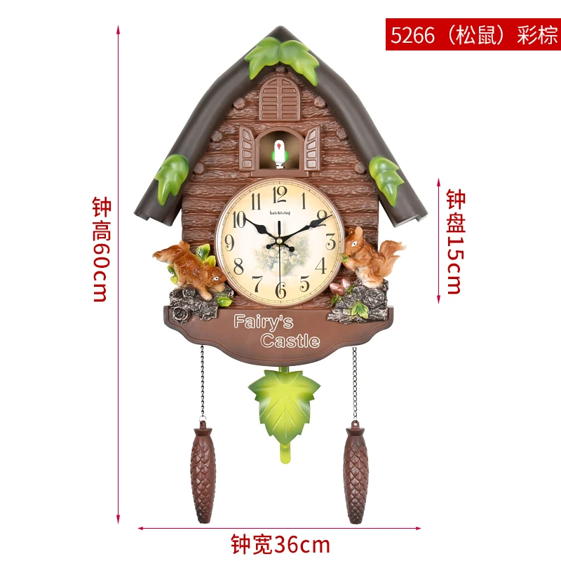 Креативные Часы в европейском стиле для гостиной, часы с принтом «Cuckoo», часы с мультипликационным принтом для дома, модные бесшумные часы, часы-качели для птиц, современный дом 5w46 - Цвет: 5