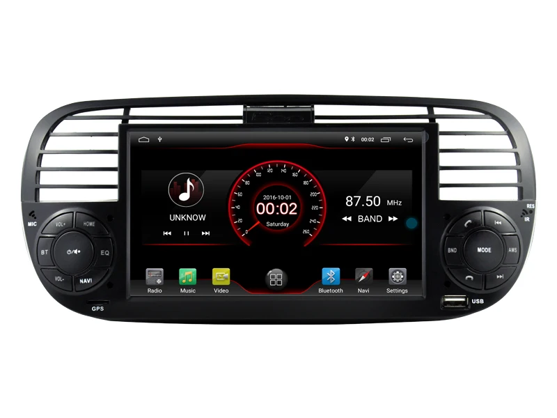 Excellent OTOJETA Car GPS Android 9.1 Bluetooth Quad Core Car Dvd media Player FOR FIAT 500 Vehicle Radio Multimedia Black Panel 8