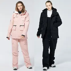 Men Women Ski Suit Winter Outdoor Warm Windproof Waterproof Ski Jacket And Pants Snowboarding Suits Ski Jumpsuit Overalls Set