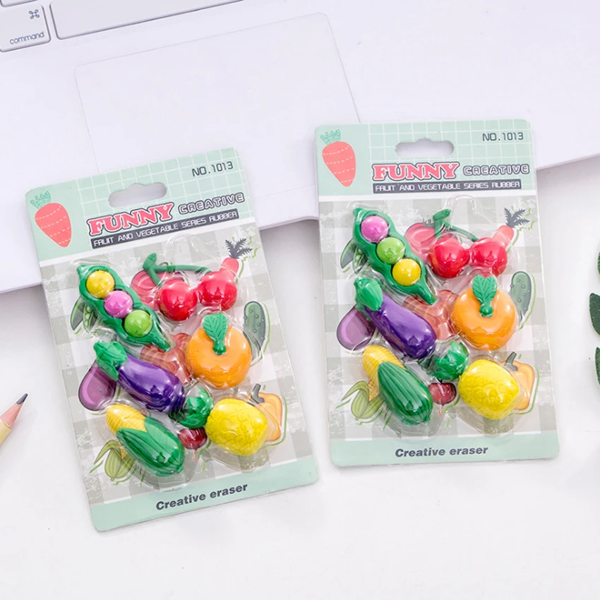 12packs Fresh fruit and vegetable eraser set Rubber Suit kawaii eraser school supplies kids gifts Party Supply
