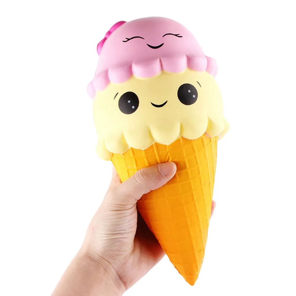 

Besegad Cute Kawaii Soft Jumbo Squishy Ice Cream Slow Rising Food Cone Bread Pendant Toy for Kids Adults Relieves Stress