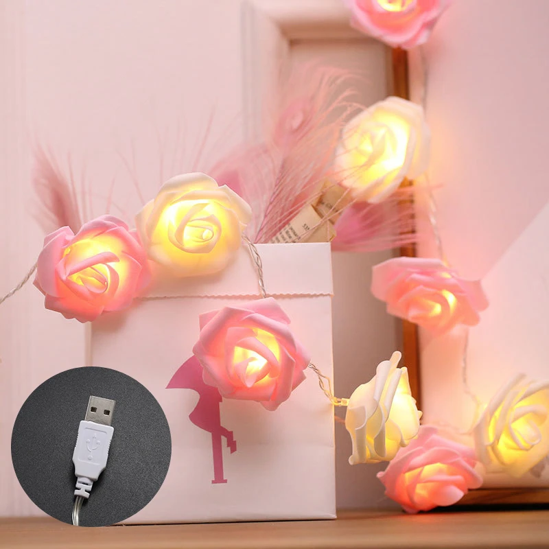 3 м 20 светодиодный usb зарядка Цветок розы гирлянда струнный светильник Фея