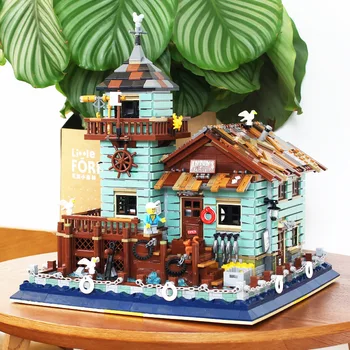 

2020 NEW The old fisherman store creator ideal expert and Pier Building Blocks MOC city street view bricks toys for kids gifts