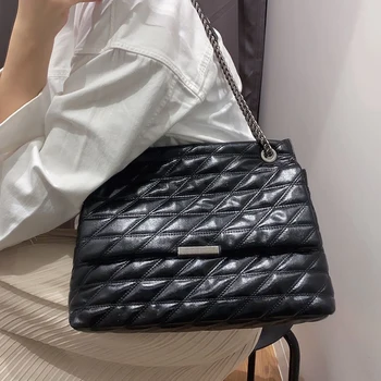 

2020 Fashion Large Capacity Casual Totes Casual Diamond Lattice Chain Shoulder Messenger Bags High Quality Women Leather Handbag