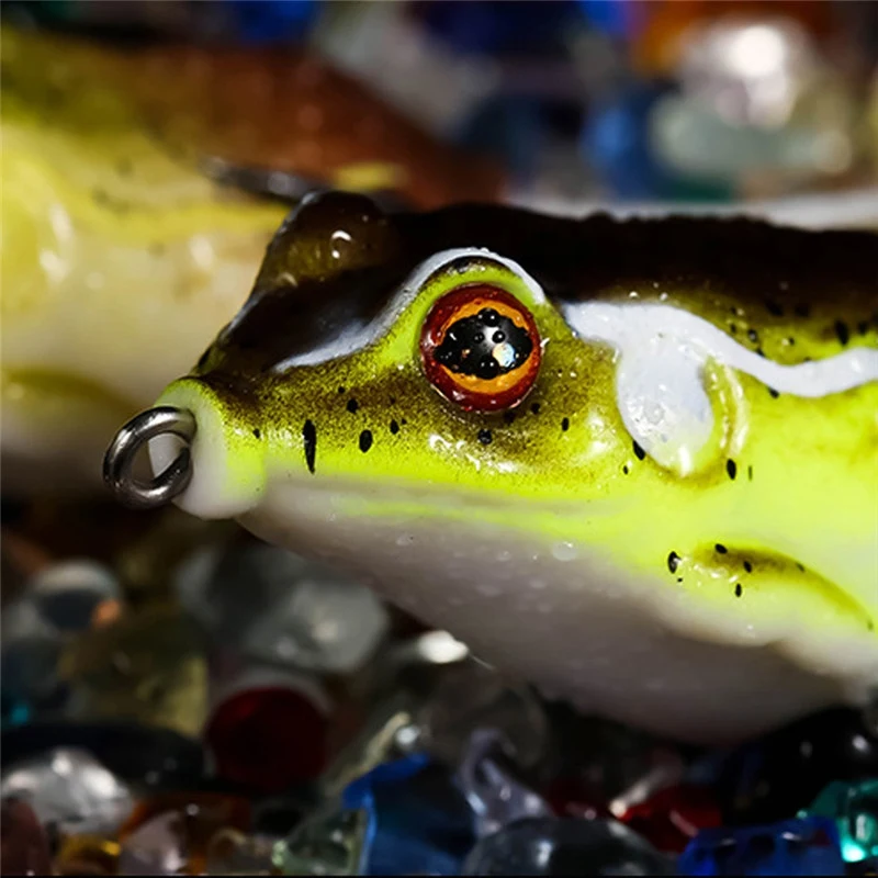 55mm 12g Top Mine Frog-shaped Crank Rocker For Fishing Soft Bait Plastic Fishing Foam Soft Bait With Artificial Treble Hook