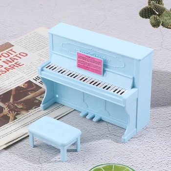 

1:12 Dollhouse Miniature Grand Piano With Stool Musical Instrument Model for Dollhouse Accessories RANDOM COLOR new