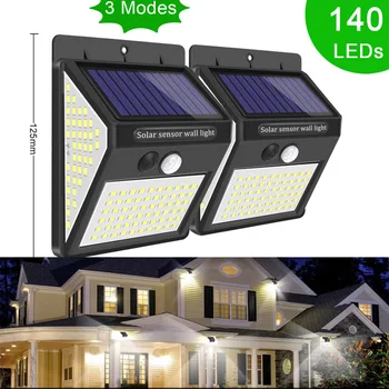 

140 LED Outdoor Lighting Solar Energy Motion Sensor Light Wall Street Solar Powered Lamp for Garden Decoration Waterproof 3 Mode
