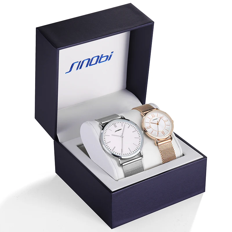 HOT Sale  Sinobi Couple Quartz Watch Luxury Stainless Quartz Wrist Watch for Men and Women 30m Waterproof