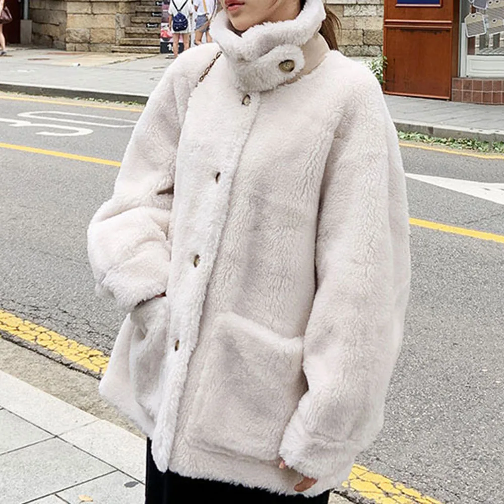 

Faux Fur Overcoat Fleece Women's 2020 Autumn Winter New Lamb Fur Coat Mid-length Korean Style Granular Plush Loose Outwear