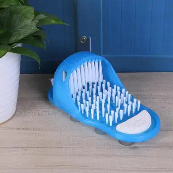 

Plastic Bath Shoe Remove Dead Skin Massage Slipper Foot Scrubber with Brush for Feet Bathroom Products Foot Care Blue