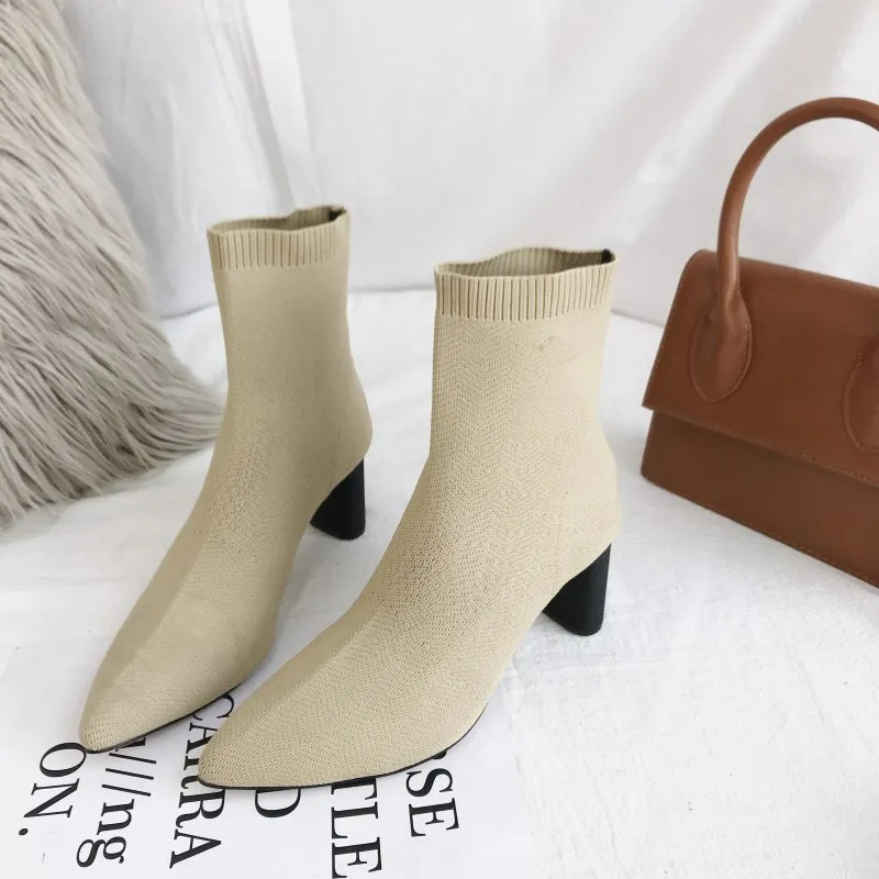 Pointy Boot High Heel Boots Women's Low Shoes Bootee Woman Luxury Designer Summer Booties Clogs Platform Lace Up Pointe